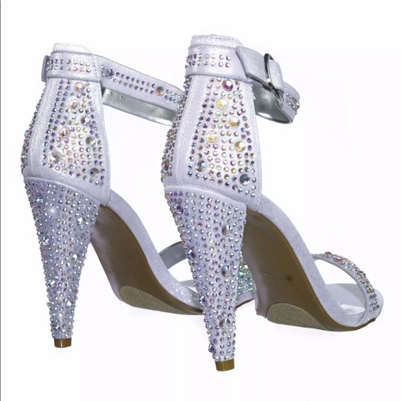 🤩SALE Bamboo Silver Rhinestone Heels - Picture 3 of 4